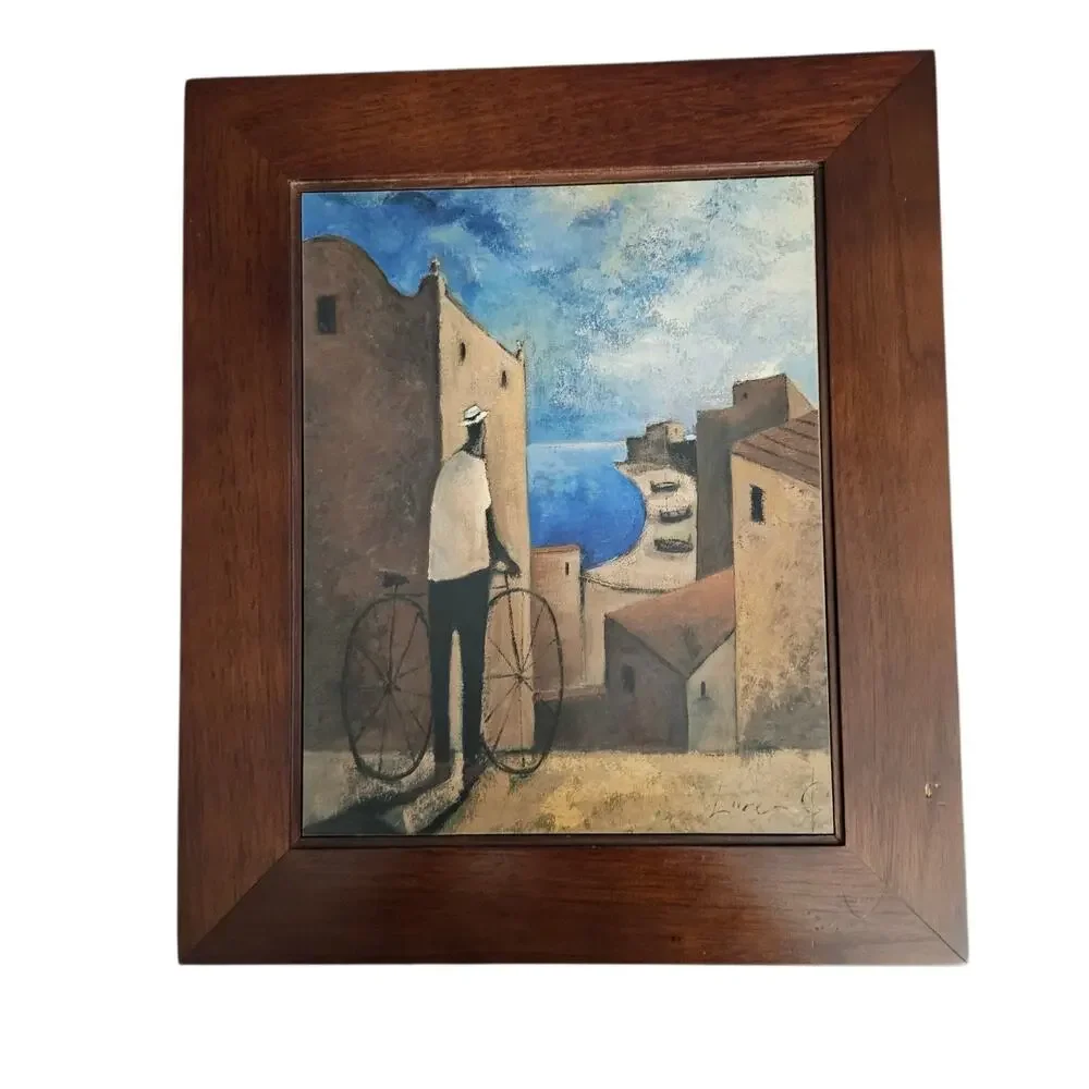 Didier Lourenco Village Seascape Framed Fiberboard Wall Art Coastal Decor
